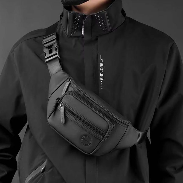 Men Waist Belt Bag Fanny Pack Multi-Pocket Motorcycle Rider Outdoor Sports Climb Casual Nylon Male Sling Chest Bum Hip-image