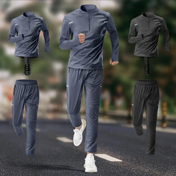 Men's Clothing Running Quick Drying Clothes Long Sleeved Track And Field Sports Training Clothes Autumn And Winter Morning Running Fitness Clothes-image