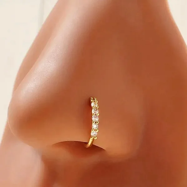 Fashion Single-row Miniature Zircon Nose Rings For Women Fine Drill Exquisite With Drill Opening Nose Piercing Jewelry