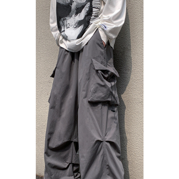 Men's Clothing High Street Parachute Multi-Pocket Overalls Men's Autumn Hip-Hop Retro Loose Casual Trousers-image