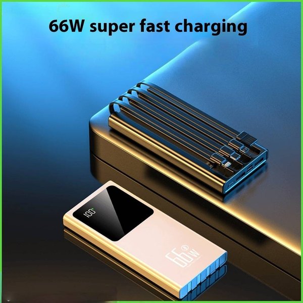 20000Mah 66W Super Fast Charging Power Bank With Built-In Cable, Dual Usb Output, Digital Display, Portable External Battery For Iphone-image