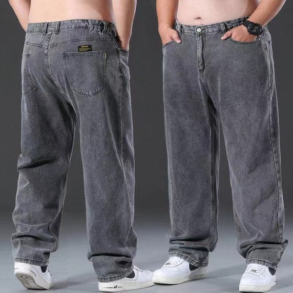Men's Clothing Plus Size Pants Fat Guy Loose Straight Wide Leg Deep Crotch Big Trousers-image