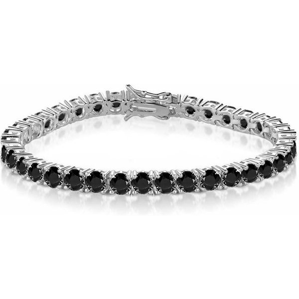 Men And Women's Jewelry 4mm Black Zircon Bracelet With Copper Setting, Hip Hop Style Unisex Fashion Accessory For Everyday Wear