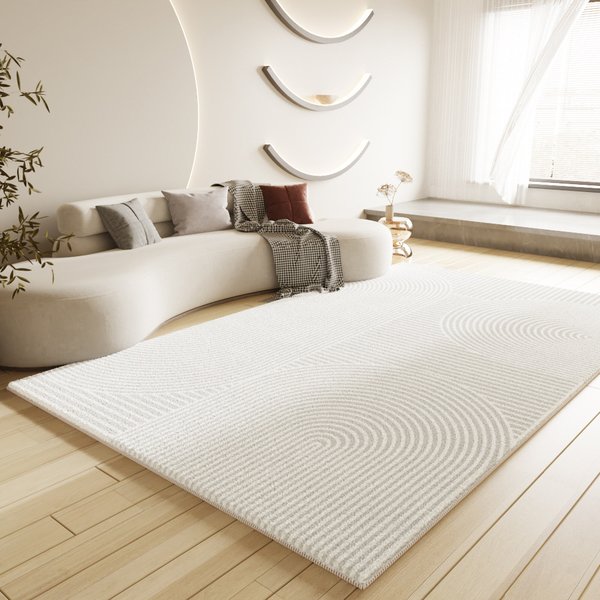Cream Simple Living Room Carpet 2024 Light Luxury Dirt-Resistant Easy-Care Non-Slip Advanced Plush Sofa Carpet Floor Mat-image