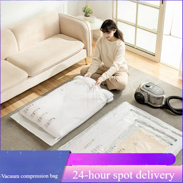 Vacuum Storage Bags - Extra Thick Compression Bags For Clothes, Blankets & Winter Coats, Includes Electric Pump-image