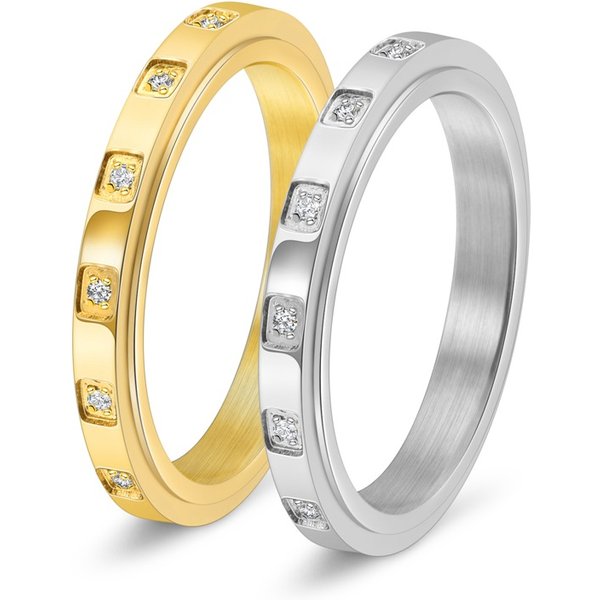 Women's Jewelry Couple Engagement Wedding Small Fresh Circle Diamond Stainless Steel Rotatable Ring Jewelry