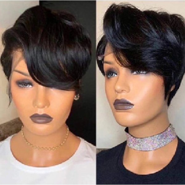 Fashion side parting short curly high temperature silk full head for men and women handsome hair