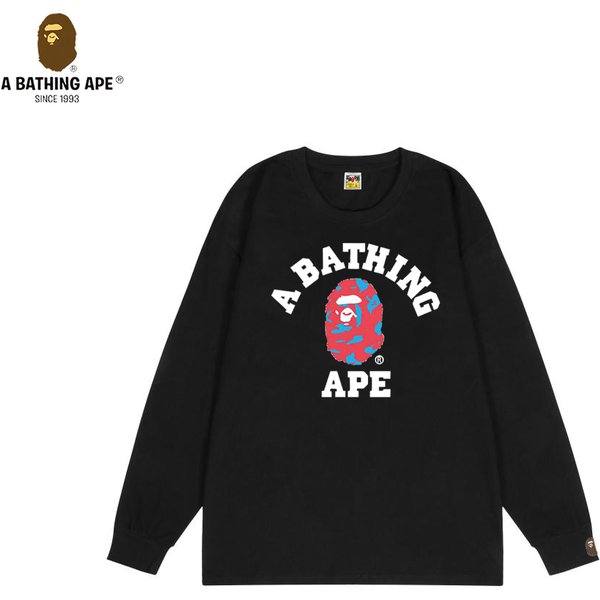 A Bathing APE BAPE-BAPE Colorful Ape Head Pattern Letter Logo Printed Cotton Round Neck Long Sleeve Top-image