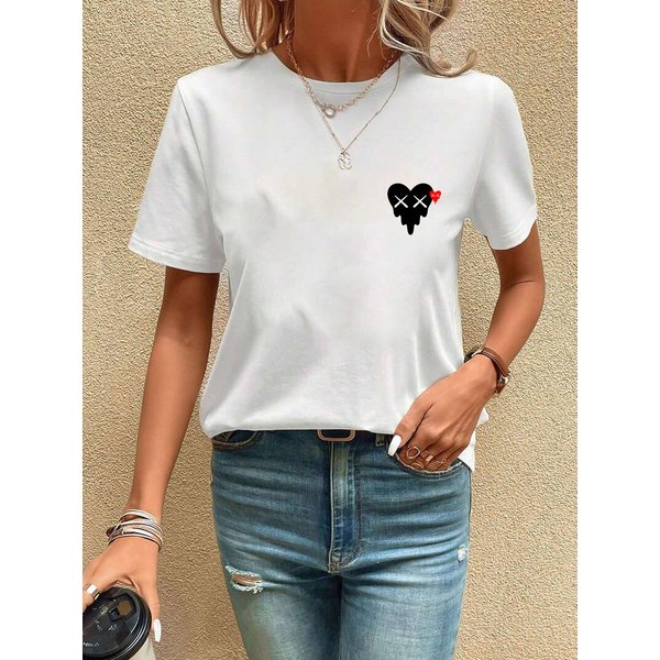 2025 Summer Fashion T-Shirt Trendy Loose Fit Casual Short Sleeve Printed Top