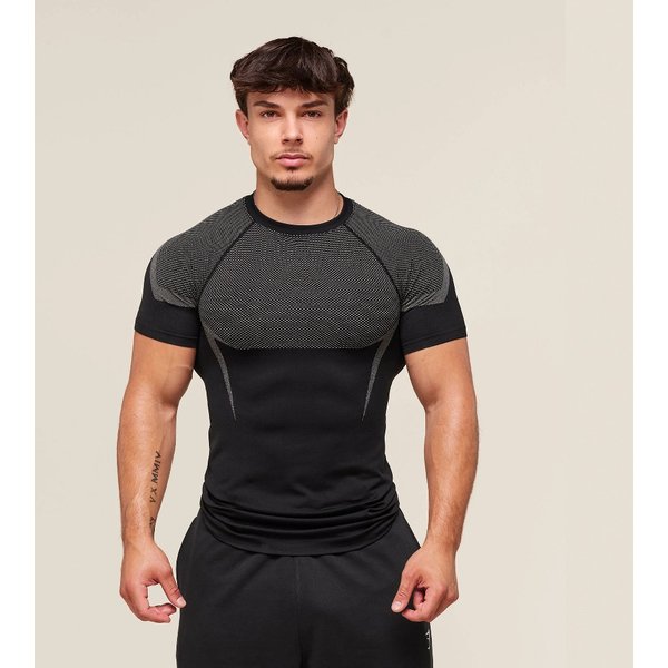 Men's Clothing Men's Short Sleeve Gym Sports Fitness Running Training Suit Stretch Fashion Printed Round Neck T Shirt-image