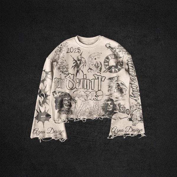 Gothic Streetwear Hoodie Women's Oversized Long Sleeve T-Shirt, Dark Aesthetic Digital Print Polyester Top With Retro Hip-Hop Vibes (White, S-XL)