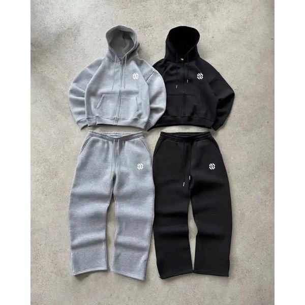 Unisex Printed Fleece Tracksuit - Full-Zip Hoodie & Jogger Set For Streetwear Comfort-2-image