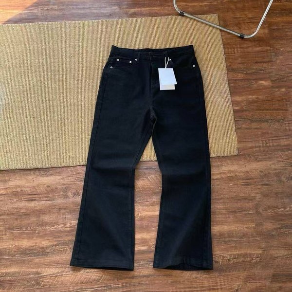 Men's Clothing Parisian Scimitar Straight Leg Flare Black Jeans For Men, High Street American Vibe Retro Style