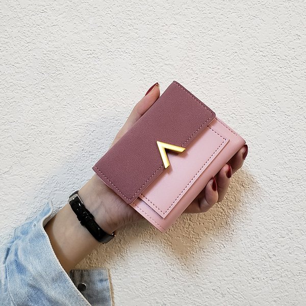 Ins New V Korean Version Of The Wallet Women's Short All-Match Student Wallet Ladies Card Bag 30% Off Coin Purse Wallet Trend-image