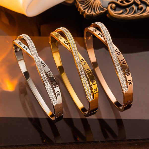 Roman Bracelet For Women Fashion Internet Celebrity Same Style Rhinestone Cross Bracelet-image