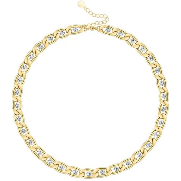High Quality Gold Plated Titanium Steel Chain Claw Diamond Metal Texture Ins Style Necklace-image
