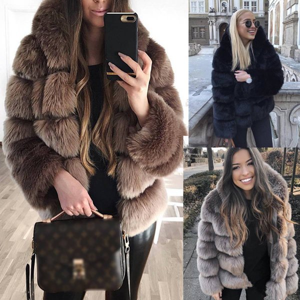 Women's Thick Warm Fur Coat Long Sleeve Hat Rabbit Fur Coat