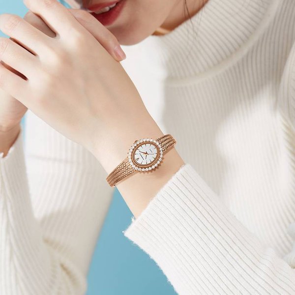 Roerdum Sunflower Collection - Gold-Tone Bracelet ,Grey Diamond-Accented Dial ,Casual Chic Ladies' Quartz Watch-image