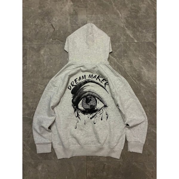 Men's Y2K Earth Eye Print Hooded Sweatshirt - Retro Streetwear Pullover, Unisex Oversized Casual Jacket