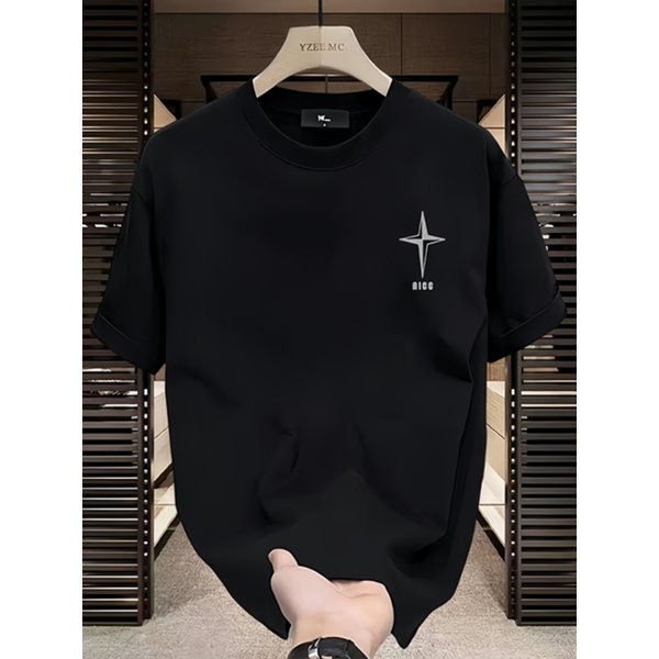 【DORAE】2026 Unisex T-shirt (Heavyweight Cotton) Black ("NIC Star" Print & 3D Textured Print) – Casual Style For City Walk