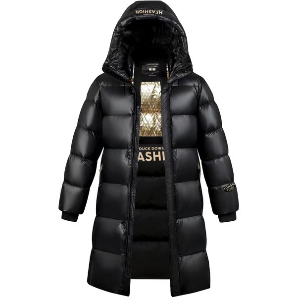Men's Clothing 2024 New Black And Gold Silk cotton Jacket For Men And Women, Same Style, Shiny Winter Warm Thick Couple High Version Jacket