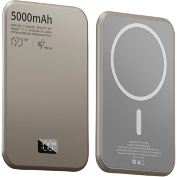 Ultra thin magsafe magnetic wireless charging treasure digital display aluminum alloy 5000 mAh PD20W fast charging mobile power bank