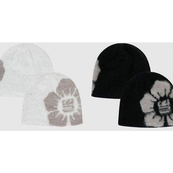 Men's Floral Knit Beanie – Vintage Streetwear Cap (Retro & Face-Slimming)