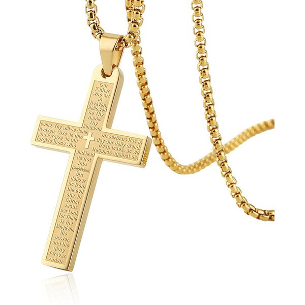 Women's Jewelry Stainless Steel Cross Scripture Neutral Style Hip Hop Pendant Necklace-image