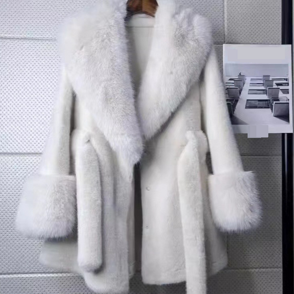 Women's Clothing new large fur collar long slim coat environmentally friendly fur plush coat high grade fur