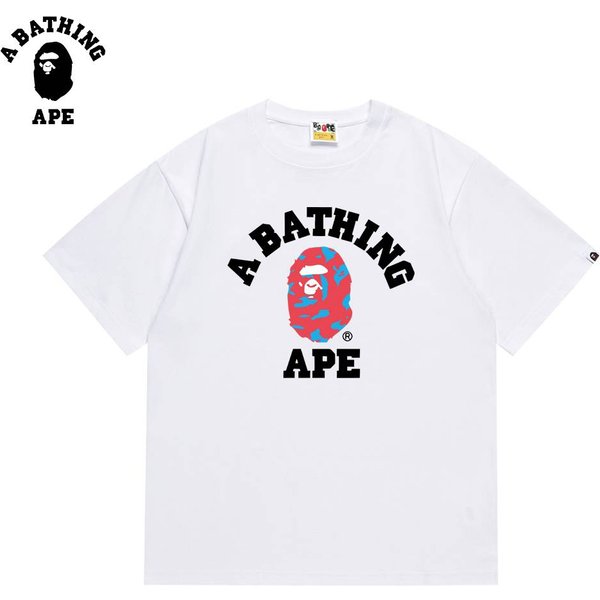 A BATHING APE BAPE-Knocking Camouflage Ape Head Letter Printed Short Sleeved T-shirt Made Of Pure Cotton Fabric