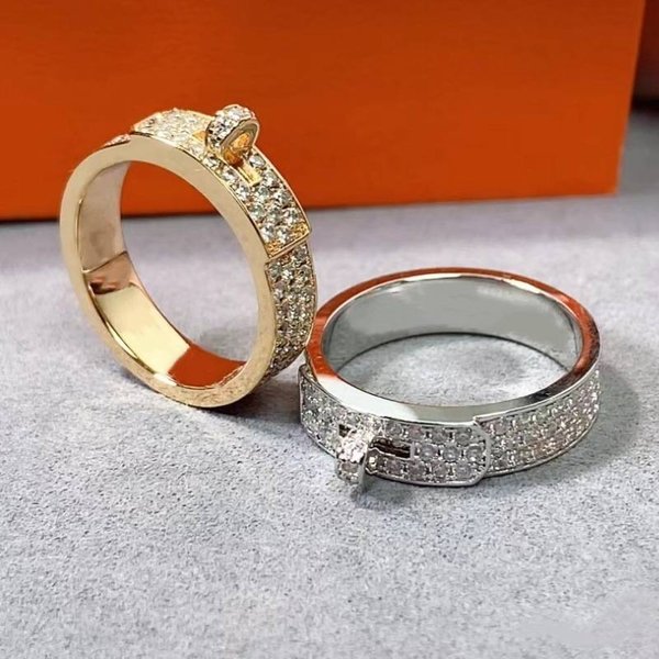 High End Lock Buckle Ring Full Of Stars, Couple Ring Plated With Rose Gold, Full Of Diamonds, Light Luxury Ring-image