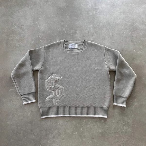 Street Casual Loose Long Sleeve Top Autumn Winter Warm Pullover Crew Neck Knitted Sweater For Men-image