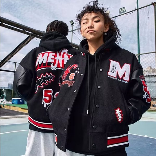 Men's Clothing Stitching Embroidered Baseball Jacket For Men And Women Spring And Autumn Casual Loose Trendy Couple Jacket-image