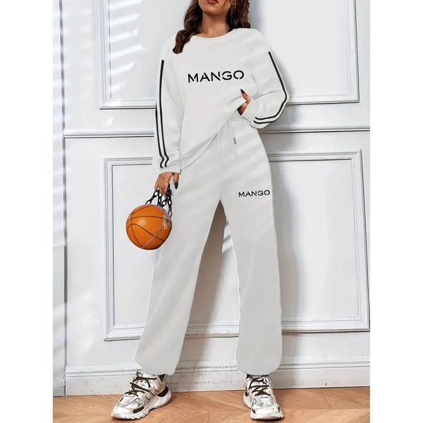 Women's Clothing Unisex Oversized Letter Print Hoodie Set - Soft Fleece Lined, Comfortable & Stylish Casual Wear - White/Black (S-XXL)