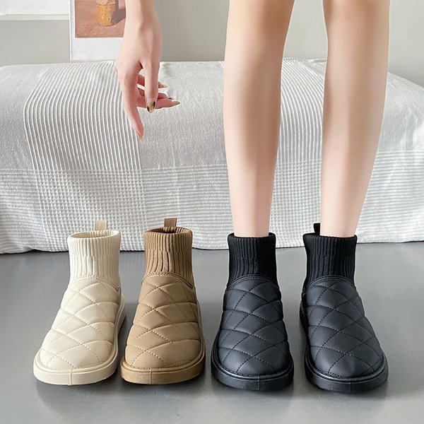 Women's Winter Snow Boots With Faux Fur Lining, Slip-On Round Toe Casual Shoes, Waterproof Synthetic Leather Upper, Non-Slip Rubber Sole-image