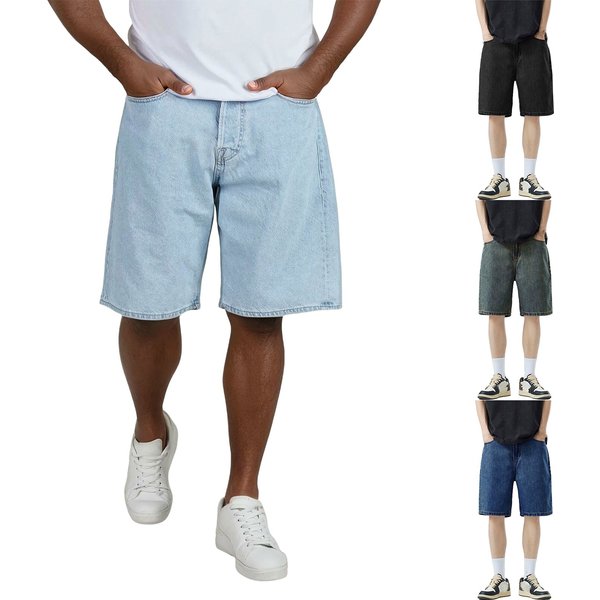 Summer Thin Light Blue Denim Shorts Men's Straight Loose Versatile Handsome Shorts Trendy-image