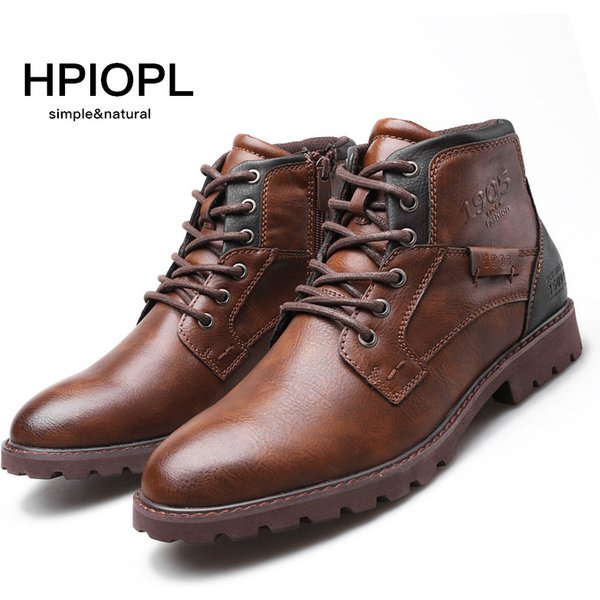 Men’S Shoes Boots Plus Size Zipper Short Boots Men's Shoes High Top Shoes Desert Work Boots-image