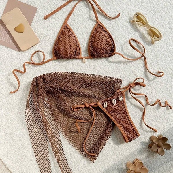 Women's Clothing Swimwear Specializes In Gauze Skirt Three Piece Bikini Swimsuit Bikini Women's New Style