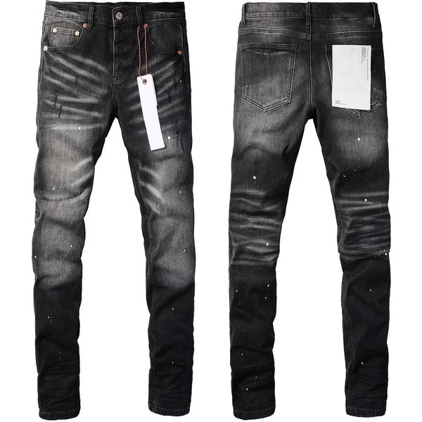 Men's Distressed Black Denim Jeans - High Street Ripped Skinny Pants (Urban Rebel Style)-image