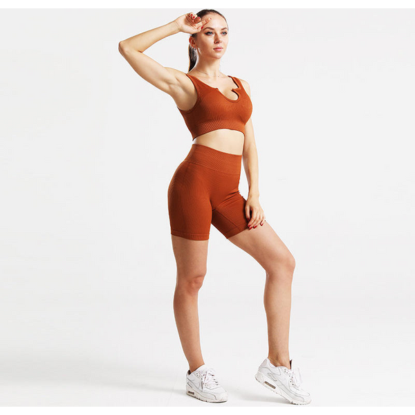 Women's Yoga Line Nine Pants Fitness Exercise Pants High Waist High Stretch Skinny Peach Hip Wrap Seamless Shorts-image