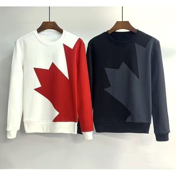 Loom DS427 Men's Sweatshirt Large Maple Leaf D2 Letter Print Cross-Border European And American Autumn Winter Slim Fit Long-image