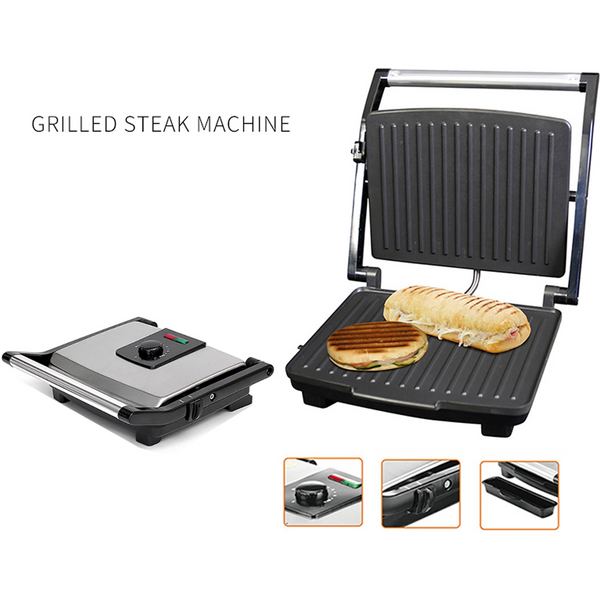 202 Stainless Steel Home Office Sandwich Maker Grilled Noodles Griller Removable Non Stick Plate Electric Grill 2000W-image