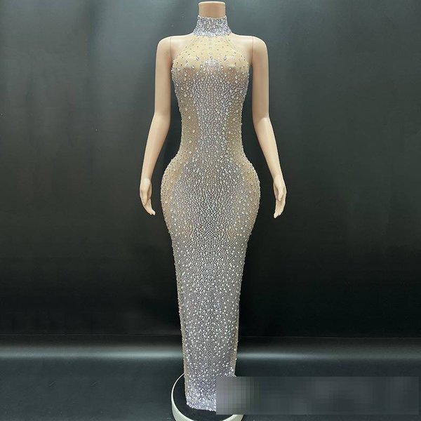 Elegant High-Slit Mermaid Evening Dress With Crystal Embellishments For Parties, Galas & Special Occasions-image
