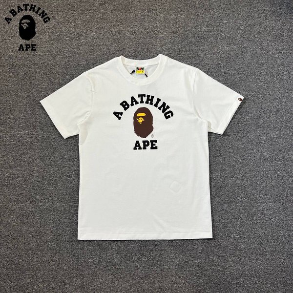 A Bathing Ape Bape-Ape Man Small Head Classic Letter Printed Short Sleeved T-Shirt Made Of Pure Cotton Fabric-image