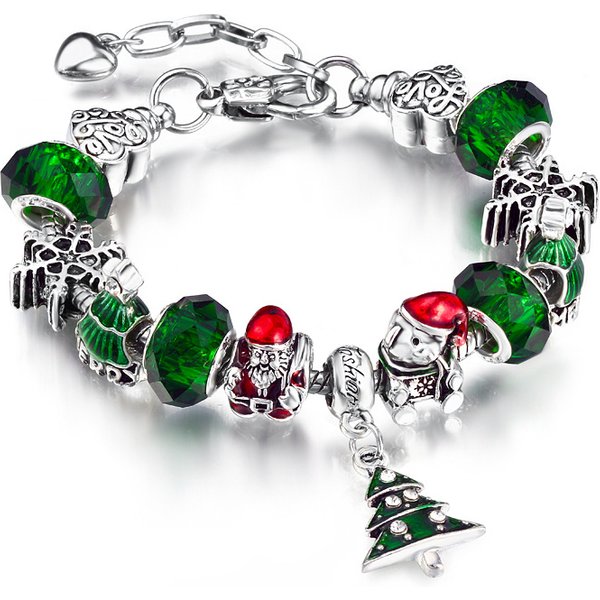 Christmas Beaded Bracelets Popular Silver Alloy Electroplating Oil Drip Christmas Tree Bear Christmas Bracelet Bracelet