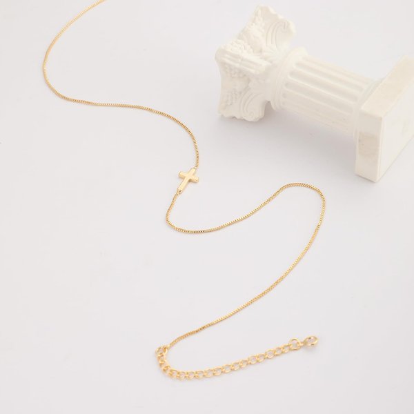 Women's Jewelry Stainless Steel K Gold Plated Tiny Cross Pendant Necklace Clavicle Chain Fashion Ladies Gift