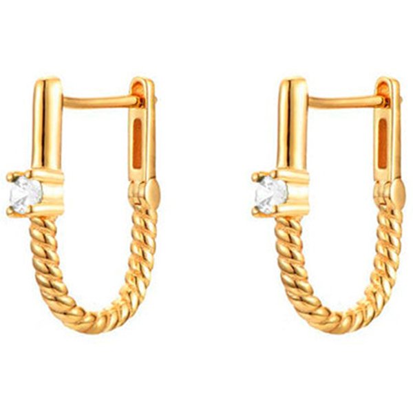 Women's Jewelry S925 Silver Needle U Shaped Geometric Earrings Fashion Versatile Twisted Rope Retro Earrings Ear Jewelry-image