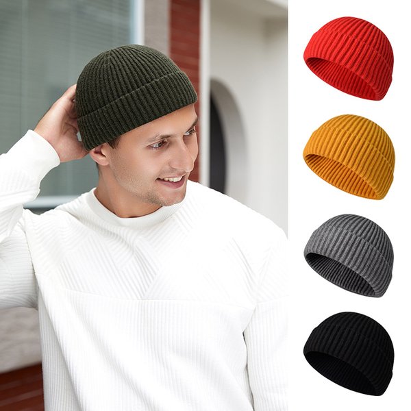 In Stock Men Trendy Melon Skin Knitted Wool Hip Hop Round Top Watermelon Gangster Autumn Winter Head Wrap Cold Hat-image