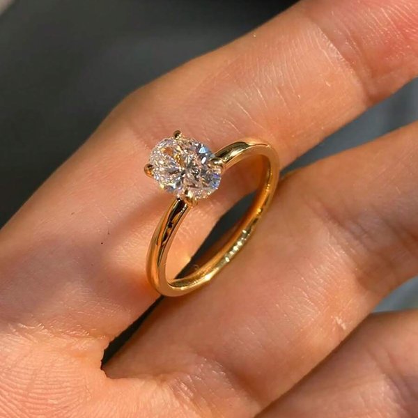 Gra 1-3CT Sterling Sier Engagement Oval Cut Solitaire Cubic Zirconia Wedding Promise Rings For Women Fine Jewelry-image
