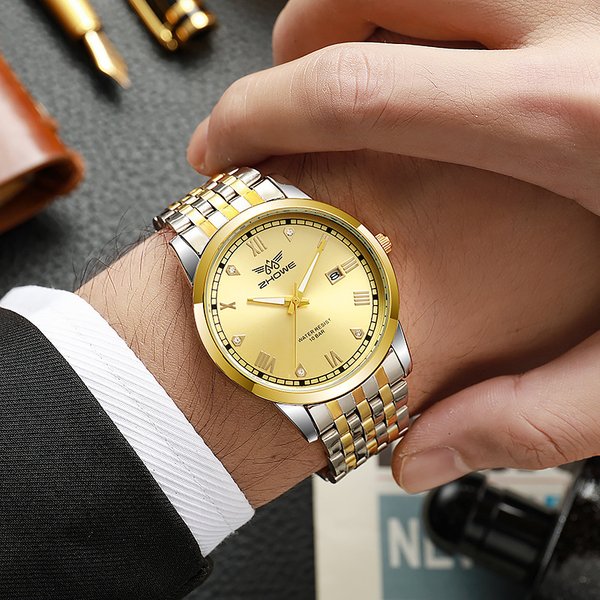 Hot Selling Hot Style Steel Band Men's Business Casual Watch With Calendar Large Gold Watch Fashion Men's Watch Direct Delivery-image